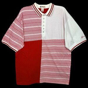 Rare Vintage 90s Antigua Herringbone Colorblock Polo Shirt